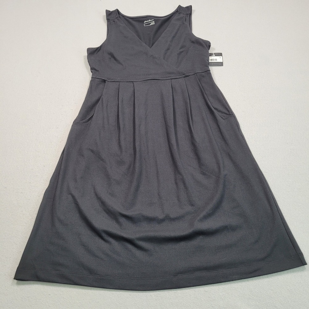 Eddie Bauer Aster Crossover Dress Womens Small Black Sleeveless‎ V-Neck 1290 NEW